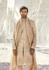 Beige Tussar Intricately Embroidered Sherwani
