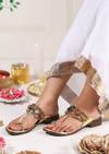 Gold Multicolour Stone Kolhapuri