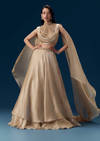 Peach Bridesmaid Organza Lehega with Cape