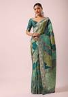 Green Silk Rangkat Saree With Bandhani Detail