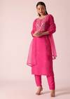 Pink Chanderi Embroidered Kurta Set