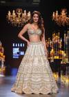 Disha Patani In Peach Lehenga Set with Pearl Butti Embroidery And 3D Flowers