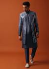 Timeless Blue Shaded Sherwani With Intricate Sequin Embroidery