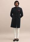 Black Cutdana Embroidered Sherwani For Men