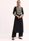 Black Embroidered Georgette Kurta Pant