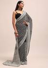 Black Georgette Chikankari Saree With Unstitiched Blouse