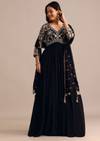 Black Embroidered Georgette Anarkali Suit