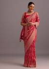 Pink Khaddi Georgette Woven Saree With Gotta Patti Border