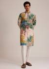 Multicolour Printed Silk Kurta Set