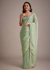 Sea Green Tissue Saree With Cutdana Embellished Border
