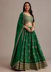 Green Bandhani Lehenga Set With Zari Butti And Sequins Work