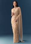 Gold Net Jaal Bead Work Saree with Unstitched Blouse