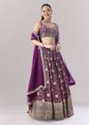 Purple Floral Printed Lehenga With Zari Work