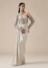 Silver Sequin Drape Gown