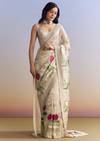 Silver Tissue Saree With Intricate Resham Work And Embroidered Border