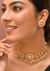 White Kundan Floral Pendant Necklace and Earrings Set