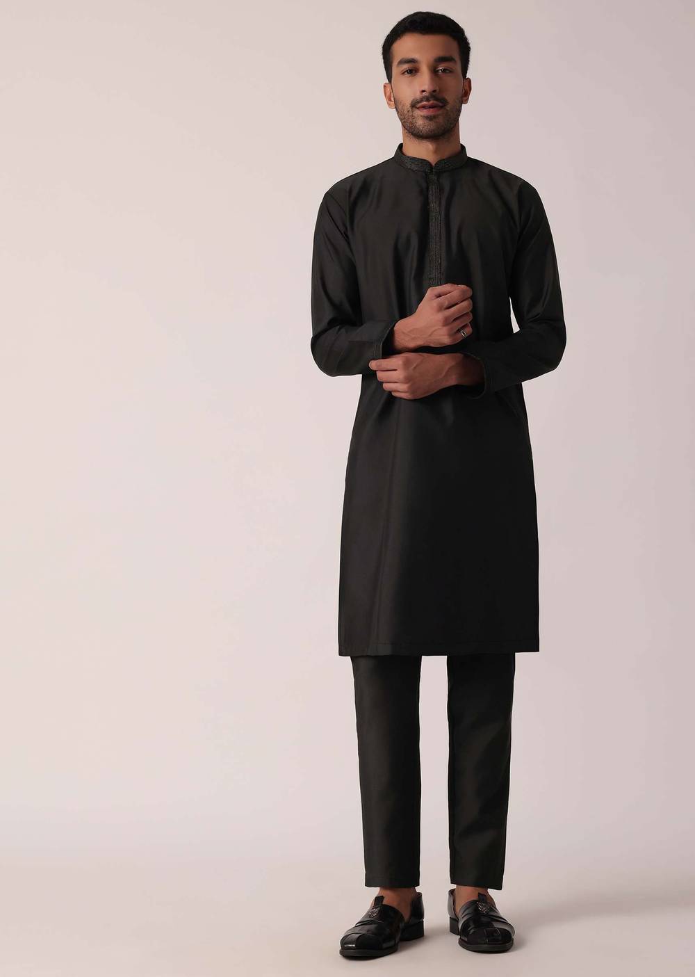 black festive jacket kurta set for men-sg214033 6