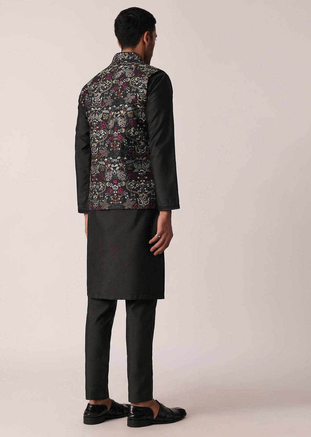 black festive jacket kurta set for men-sg214033 8