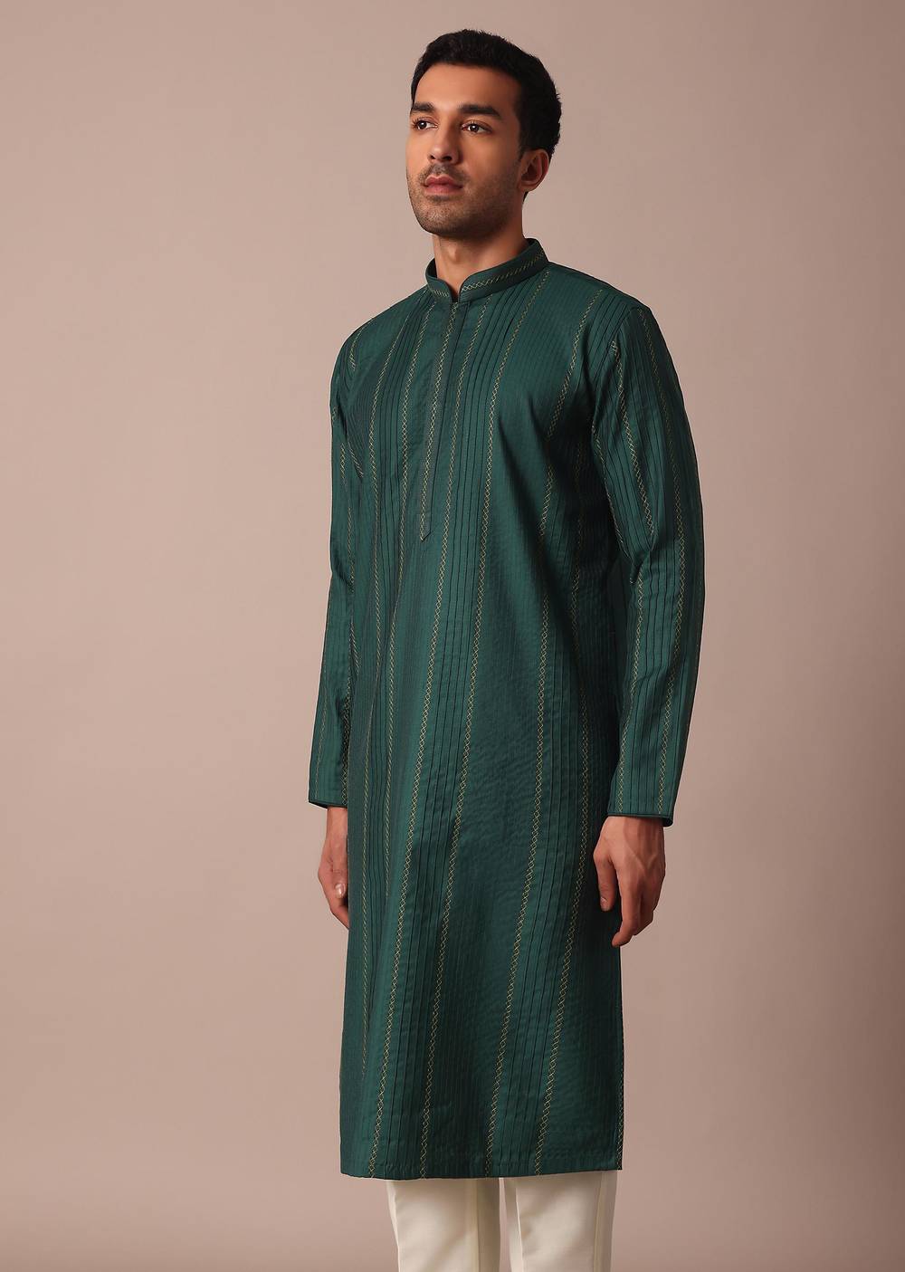 dark green kurta set with thread embrodiery-sg215240 5
