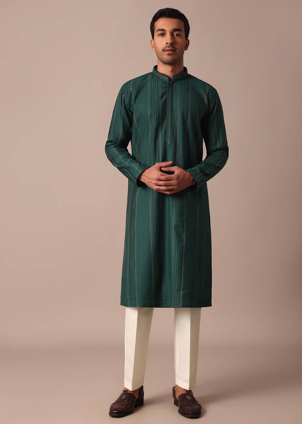 dark green kurta set with thread embrodiery-sg215240 8