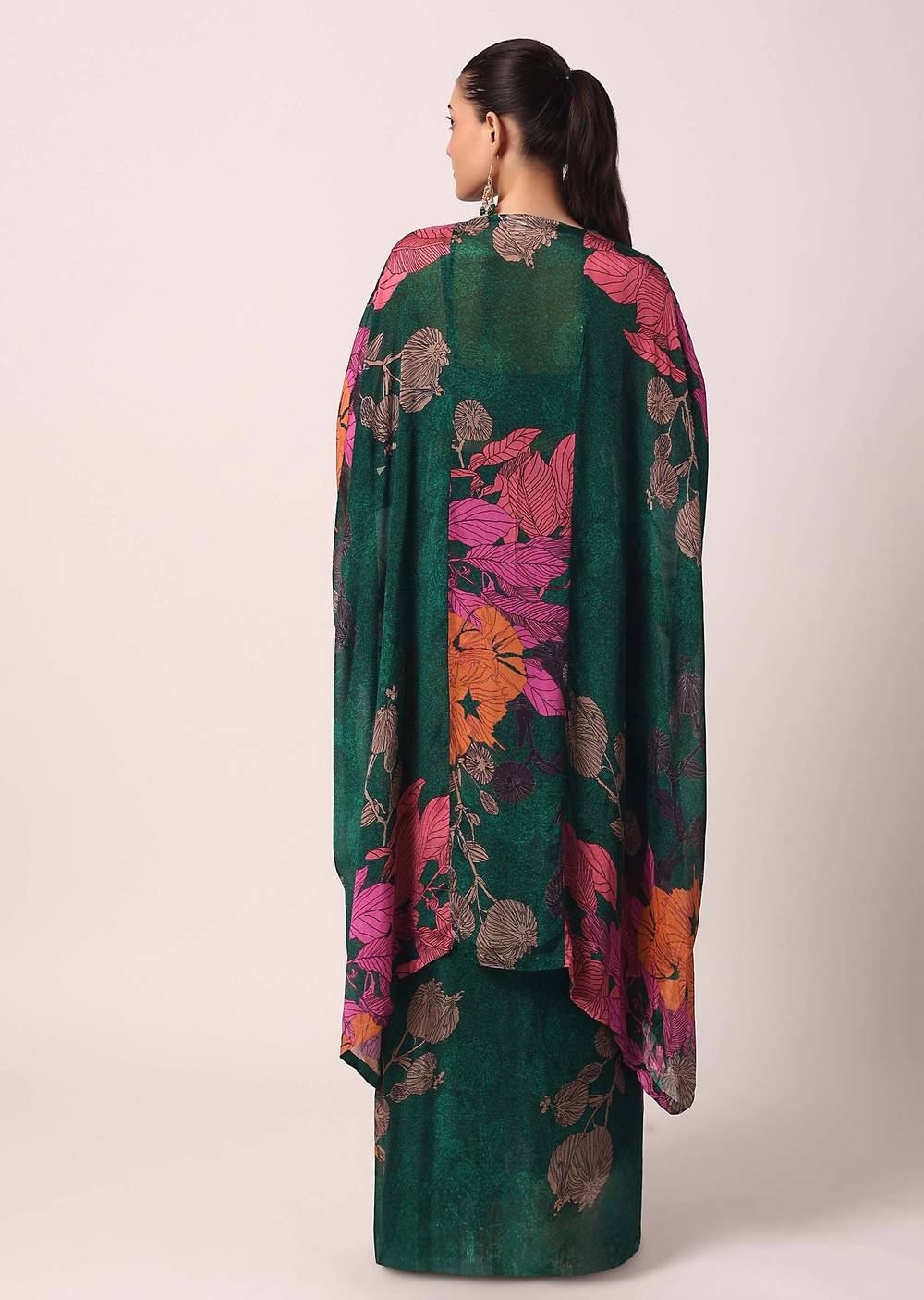 green printed dhoti set with jacket-sg217974 2