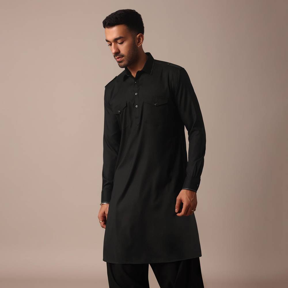 timeless black pathani kurta set-sg227030 7