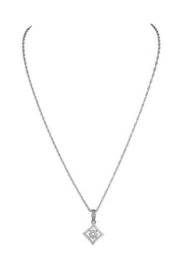 92.5 Sterling Silver Geometric Pendant Necklace Set