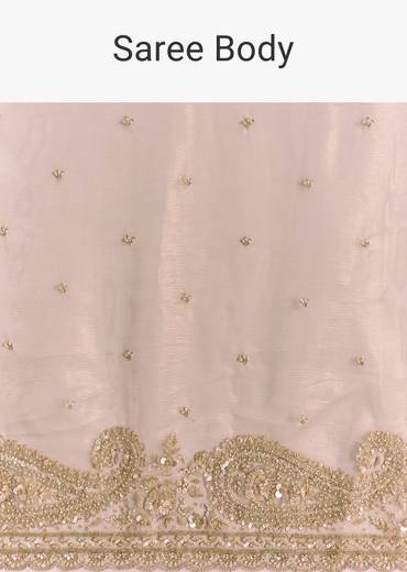 Beige Crush Tissue Saree With Multitech Embroidery