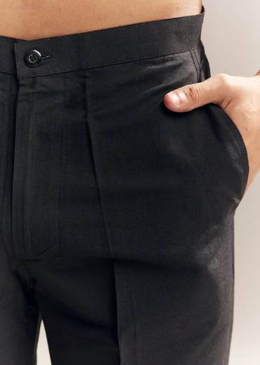 Black Silk Kurta Set For Men With Zardosi And Aari Work