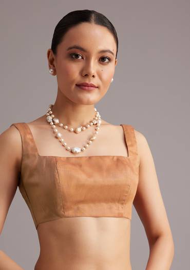 Onion Pink Tissue Silk Printed Saree With Zari Woven Contrast Border And Pallu