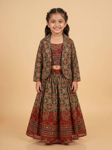 Wine lehenga sets with traditional detail for girls