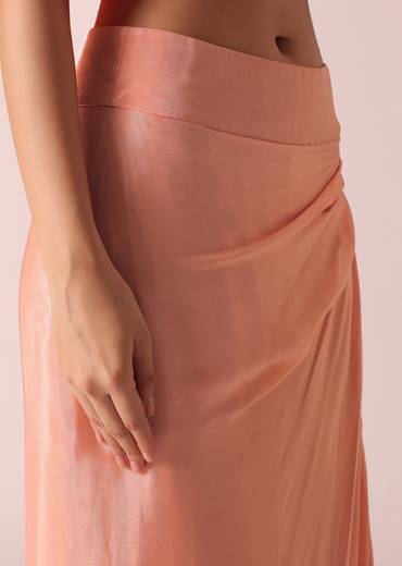 Peach Jacket And Dhoti Set With Mirror Work