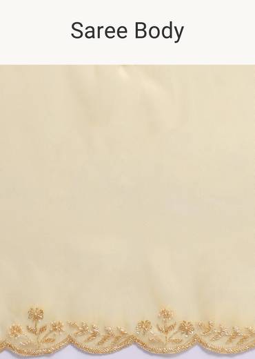 Yellow Embroidered Tissue Saree With Unstitched Blouse