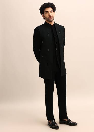 Black Velvet 3 Pc Jodhpuri Suit