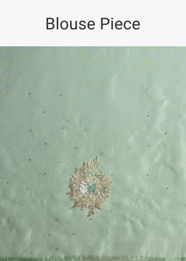 Mint Green Glass Tissue Saree With Cutdana And Sequins Embroidery