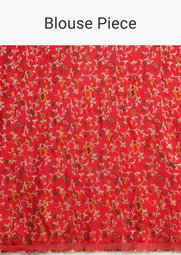 Mustard Yellow Crepe Silk Saree With Zari Border And Contrast Blouse