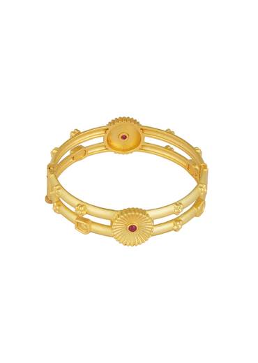 Antique Gold Bangle With Motifs And Zircon Details