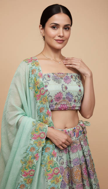 Pista Mint Bridesmaid Lehenga