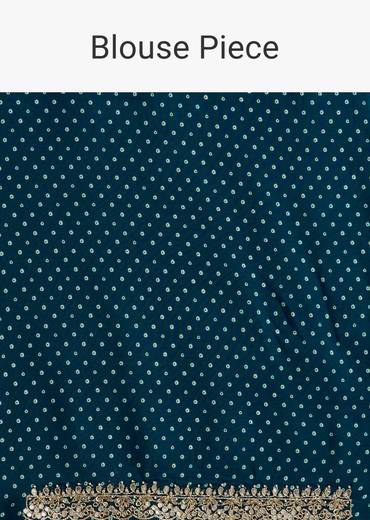 Blue Shaded Muslin Printed Saree With Embellishments