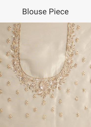 Silver Tissue Saree Embellished With Beads And Sequins