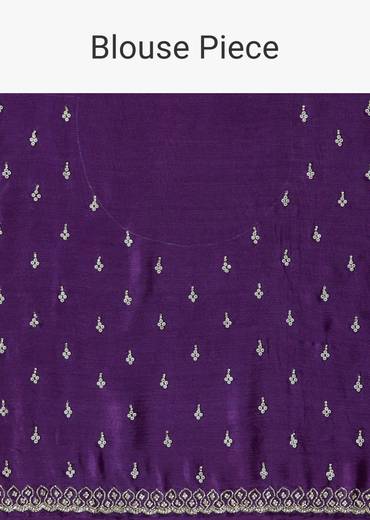 purple chinon saree with stone and sequins-sg338756-9 9