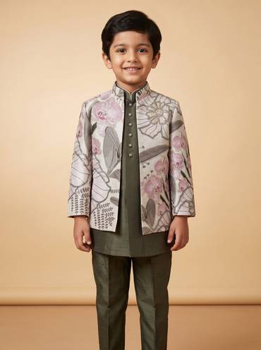 Sea green jacket sets with smart style for boys