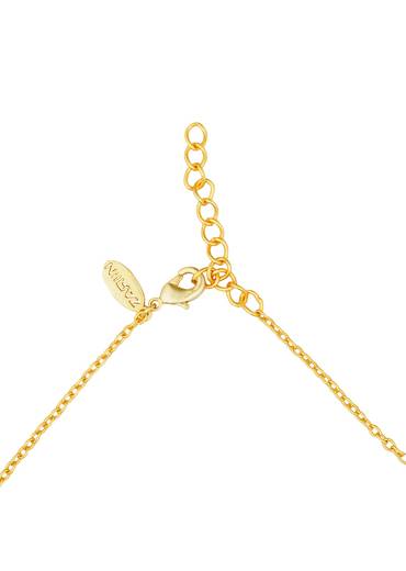 Gold Choker Necklace With Crescent Motifs And Pearl Detailing