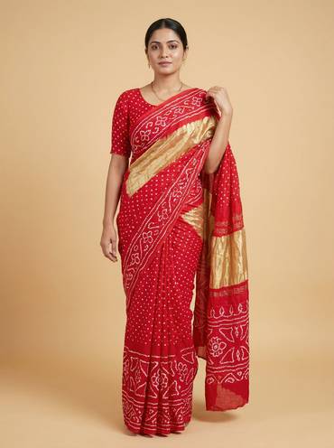 Bandhani Hot Pink Saree
