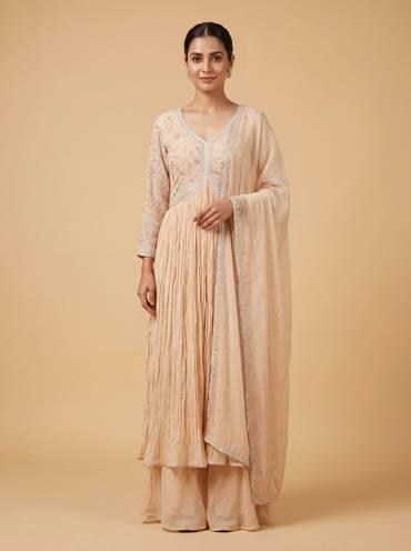 Beige Designer Anarkali Suit