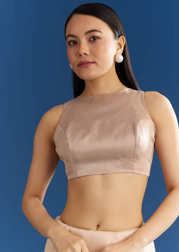 Beige Organza Tissue Saree With Cutdana Detailing