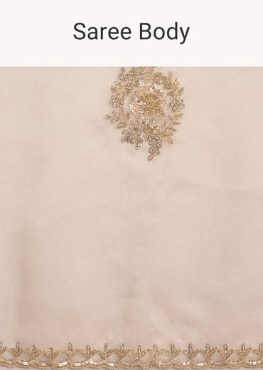 Beige Organza Tissue Saree With Delicate Embellished Edge