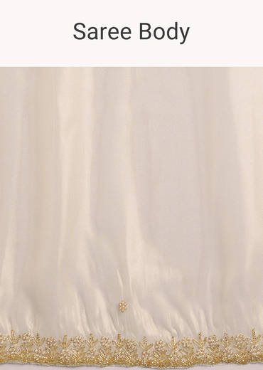Beige Organza Tissue Saree With Embroidered Scallop