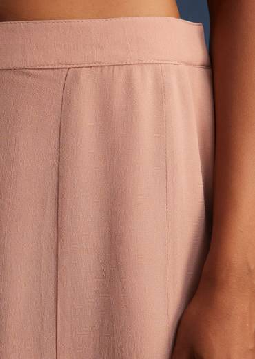 Beige Silk Kurta Set With Georgette Palazzo