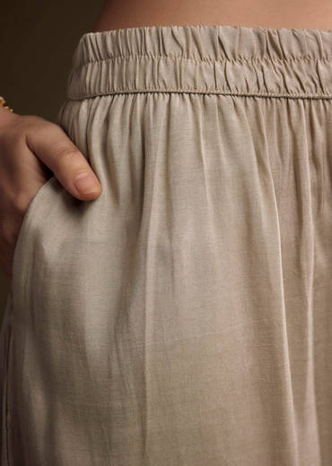 Beige Tissue Palazzo Suit With Banarasi Weave